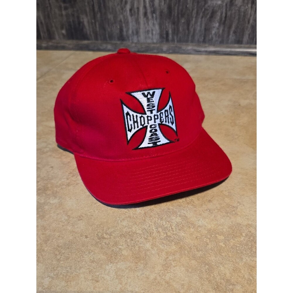 NWT vintage West Coast Choppers Black Logo Snapback Hat Red
